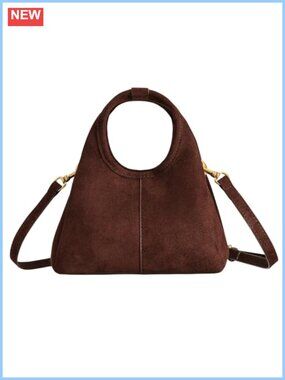 Faux Suede Top Handle Satchel Crossbody Handbag Small Purse